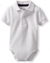 Kitestrings Baby-boys Infant Pique Polo Bodysuit, White, 12 Months