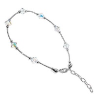 Sterling Silver Clear Crystal Anklet 9 9.5 10 inch Ankle Bracelet Made with Swarovski Elements Sterling Silver Clear Crystal Anklet 9 9.5 10 inch Ankle Bracelet Made with Swarovski Elements