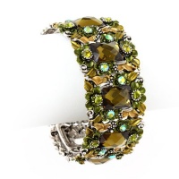Brown and Green Flower Crystal Hinged Bangle Bracelet Fashion Jewelry Brown and Green Flower Crystal Hinged Bangle Bracelet Fashion Jewelry