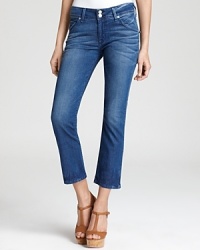 A cropped version of a classic style, these lightly faded Hudson Baby Bootcut jeans are a fresh take on denim. A cropped version of a classic style, these lightly faded Hudson Baby Bootcut jeans are a fresh take on denim.