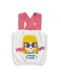THE LOOKRibbed square necklinePullover styleContrast crisscross strapsGirl print with rhinestone detailsRibbed hemTHE MATERIALCottonCARE & ORIGINMachine washImported THE LOOKRibbed square necklinePullover styleContrast crisscross strapsGirl print with rhinestone detailsRibbed hemTHE MATERIALCottonCARE & ORIGINMachine washImported