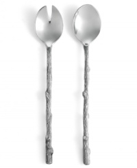 Out of the woods and onto casual tables, these Martha Stewart Collection servers feature willow-shaped handles cast in gleaming aluminum. Out of the woods and onto casual tables, these Martha Stewart Collection servers feature willow-shaped handles cast in gleaming aluminum.