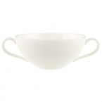 Anmut will be the choice for purists; it is an undecorated white that beautifully shows off the glamorous forms and quality bone china. Dishwasher and microwave safe. Accessories shown: oval platter, round vegetable bowl, creamer, sugar bowl.