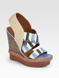 Lovely printed canvas design with an espadrille-inspired slingback, stacked wedge and braided leather trim. Stacked wedge with braided leather trim, 5 (125mm)Stacked platform with braided leather trim, 1½ (40mm)Compares to a 3½ heel (90mm)Hemp, canvas and leather upperLeather lining and solePadded insoleImported Lovely printed canvas design with an espadrille-inspired slingback, stacked wedge and braided leather trim. Stacked wedge with braided leather trim, 5 (125mm)Stacked platform with braided leather trim, 1½ (40mm)Compares to a 3½ heel (90mm)Hemp, canvas and leather upperLeather lining and solePadded insoleImported
