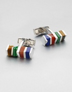 Sterling silver set with rotating semi-precious stones enhances these rectangular cufflinks.Silver/semi-precious stonesAbout ¼ x ¼Made in the United Kingdom