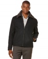 Keep warm while looking stylish in this Perry Ellis coat with sherpa collar.