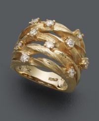 Not your average diamond ring - Effy Collection's dazzling design packs a sparkling punch. 14k gold band plays host to multiple round-cut diamonds (1 ct. t.w.) woven together. Not your average diamond ring - Effy Collection's dazzling design packs a sparkling punch. 14k gold band plays host to multiple round-cut diamonds (1 ct. t.w.) woven together.