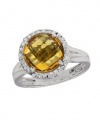 Effy Jewlery 14K White Gold Citrine and Diamond Ring, 3.28 TCW Ring size 7