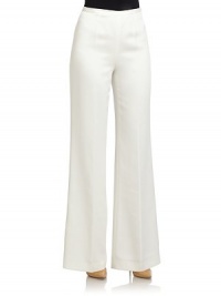 THE LOOKBanded waistSide zip with button closureWide leg silhouetteTHE FITRise, about 10Inseam, about 33THE MATERIALSilk/elastaneCARE & ORIGINDry cleanImportedModel shown is 5'9 (175cm) wearing US size 4. THE LOOKBanded waistSide zip with button closureWide leg silhouetteTHE FITRise, about 10Inseam, about 33THE MATERIALSilk/elastaneCARE & ORIGINDry cleanImportedModel shown is 5'9 (175cm) wearing US size 4.