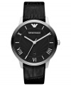A classically handsome timepiece styled with textured details, by Emporio Armani.