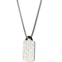 Emporio Armani EGS1156 Men's Silver Tone Stainless Steel Dog Tag Necklace Emporio Armani EGS1156 Men's Silver Tone Stainless Steel Dog Tag Necklace
