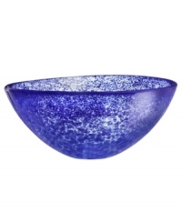 Speckled with royal ocean blue, the Tellus crystal bowl makes a brilliant centerpiece for the dining room or coffee table. Its minimalist shape is perfect for holding mixed greens or dinner rolls but looks simply stunning all on its own. Speckled with royal ocean blue, the Tellus crystal bowl makes a brilliant centerpiece for the dining room or coffee table. Its minimalist shape is perfect for holding mixed greens or dinner rolls but looks simply stunning all on its own.