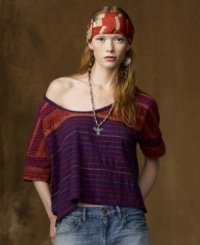 The modern girl's go-to jersey tee is transformed into a playful throwback to bohemian style with a slouchy, slightly cropped silhouette and a riot of colorful embroidery, from Denim & Supply Ralph Lauren. The modern girl's go-to jersey tee is transformed into a playful throwback to bohemian style with a slouchy, slightly cropped silhouette and a riot of colorful embroidery, from Denim & Supply Ralph Lauren.