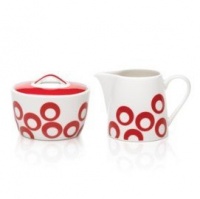 Mikasa Circle Chic 8-Ounce Sugar and Creamer, Red Mikasa Circle Chic 8-Ounce Sugar and Creamer, Red