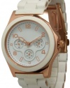 Geneva White Rose Gold Boyfriend Chronograph Analog Watch