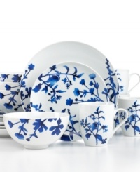Oneida brings the outdoors in with the inky blooms of Tranquility Blue dinnerware. Modern coupe shapes in ready-for-anything porcelain plant the seed for casual-chic dining. Oneida brings the outdoors in with the inky blooms of Tranquility Blue dinnerware. Modern coupe shapes in ready-for-anything porcelain plant the seed for casual-chic dining.