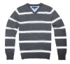 Tommy Hilfiger Men V-neck Striped Logo Sweater Pullover