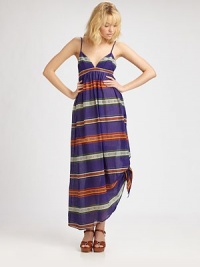 Woven maxi dress with adjustable shoulder straps and side knot detail in a stripe serape print.V-neckEmpire bandSide pocketsInvisible back zipperAbout 40 from natural waistCottonDry cleanImported Model shown is 5'9½ (176cm) wearing US size Small Woven maxi dress with adjustable shoulder straps and side knot detail in a stripe serape print.V-neckEmpire bandSide pocketsInvisible back zipperAbout 40 from natural waistCottonDry cleanImported Model shown is 5'9½ (176cm) wearing US size Small