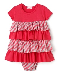 She'll love the tiered ruffles of the Palisades dress, alternating solid and striped and paired with a striped, elastic-waist bloomer. She'll love the tiered ruffles of the Palisades dress, alternating solid and striped and paired with a striped, elastic-waist bloomer.