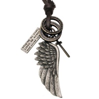 Mens Vintage Style Angel Wing Cross Leather Chain Necklace Mens Vintage Style Angel Wing Cross Leather Chain Necklace