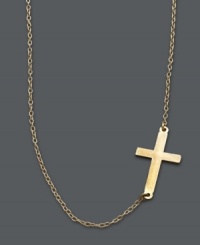 A modern update on the traditional cross. Studio Silver adds a simple twist by turning a symbolic cross pendant on its side. Crafted in 18k gold over sterling silver. Approximate length: 16 inches + 2-inch extender. Approximate drop: 1/2 inch. A modern update on the traditional cross. Studio Silver adds a simple twist by turning a symbolic cross pendant on its side. Crafted in 18k gold over sterling silver. Approximate length: 16 inches + 2-inch extender. Approximate drop: 1/2 inch.