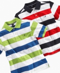 Stand out in stripes. This stylish polo shirt from Nautica makes sure he doesn't get lost in the crowd. Stand out in stripes. This stylish polo shirt from Nautica makes sure he doesn't get lost in the crowd.