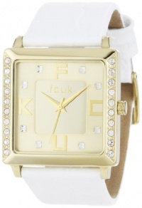 FCUK Women's FC1048GG White Leather Strap Square Gold-tone Leather Strap Watch FCUK Women's FC1048GG White Leather Strap Square Gold-tone Leather Strap Watch
