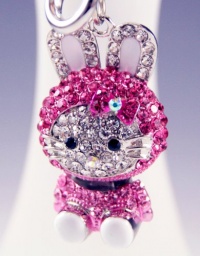 Angel Stars NEW KITTY BUNNY RABBIT FUCHSIA CLEAR SWAROVSKI CRYSTALS KEYCHAIN BAG PURSE CHARM Angel Stars NEW KITTY BUNNY RABBIT FUCHSIA CLEAR SWAROVSKI CRYSTALS KEYCHAIN BAG PURSE CHARM