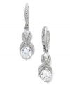 Sparkling splendor. This pair of drop earrings from Eliot Danori is crafted from rhodium-plated brass with crystals and cubic zirconias (2-3/4 ct. t.w.) enhancing the luster. Approximate drop: 2-3/4 inches.