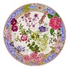 Millefleurs was inspired by flowers in a European garden as well as antique tableware. Its delicate renderings of pansies, roses, and thistles are blended with a vintage border in a contemporary color palette. Sophisticated, yet fresh and youthful. Dishwasher and microwave safe (for reheating only).