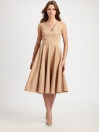 Lustrous, silky faille, tailored in an ultra-feminine silhouette and accented with an alluring back cutout detail.V necklineSleevelessFull skirtCutout back detailConcealed side zipAbout 27 from natural waist56% polyester/44% silkDry cleanMade in ItalyModel shown is 5'11 (180cm) wearing US size 4. Lustrous, silky faille, tailored in an ultra-feminine silhouette and accented with an alluring back cutout detail.V necklineSleevelessFull skirtCutout back detailConcealed side zipAbout 27 from natural waist56% polyester/44% silkDry cleanMade in ItalyModel shown is 5'11 (180cm) wearing US size 4.