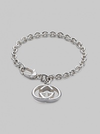 A bold chain of sterling silver with a chunky charm of interlocking Gs. Sterling silver Length, about 7¼ Pendant width, about ¾ Spring clip clasp Made in Italy A bold chain of sterling silver with a chunky charm of interlocking Gs. Sterling silver Length, about 7¼ Pendant width, about ¾ Spring clip clasp Made in Italy
