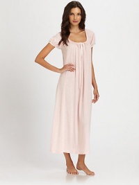EXCLUSIVELY AT SAKS. Light-as-air design crafted of soft jersey fabric, with a gathered neckline and feminine bow. Gathered scoopneckSelf-tie bow at necklineShort puffed sleeves with solid trimAbout 48 from shoulder to hemCotton/modalMachine washImported EXCLUSIVELY AT SAKS. Light-as-air design crafted of soft jersey fabric, with a gathered neckline and feminine bow. Gathered scoopneckSelf-tie bow at necklineShort puffed sleeves with solid trimAbout 48 from shoulder to hemCotton/modalMachine washImported
