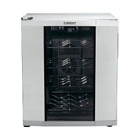 This sleek, compact wine cellar is great solution for your reds, whites and champagnes. By maintaining the ideal storage temperature, it ensures that up to 16 bottles of wine preserve their signature bouquet, flavor and body. The brushed stainless steel exterior and softly lit interior make for an elegant, modern display. Manufacturer's limited 3-year warranty. This sleek, compact wine cellar is great solution for your reds, whites and champagnes. By maintaining the ideal storage temperature, it ensures that up to 16 bottles of wine preserve their signature bouquet, flavor and body. The brushed stainless steel exterior and softly lit interior make for an elegant, modern display. Manufacturer's limited 3-year warranty.