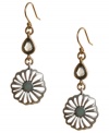 Embrace your inner flower child. Lucky Brand's hippie-chic drop earrings feature intricate cut-out flowers and plastic beaded teardrop details. Crafted in gold and silver tone mixed metal. Approximate drop: 2 inches.