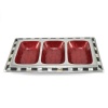 Julia Knight Classic 3-Part Divided Tray, Pomegranate with Check Border