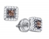 14k Yellow or White Gold .30 CT Fine Pair of Stud Earrings Brilliant Diamond of White & Brown Combination