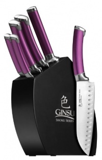 Ginsu Shoku 8-piece Eggplant Style Set With Black Block Ginsu Shoku 8-piece Eggplant Style Set With Black Block