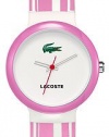 Lacoste GOA White Dial Pink and White Polyurethane Strap Unisex Watch 2010540