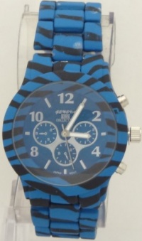Mark Naimer Animal Trend Zebra Print Blue Watch Blue N Black Metal Band Mark Naimer Animal Trend Zebra Print Blue Watch Blue N Black Metal Band