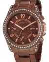 Geneva Moderate Women's AMZ1024 Boyfriend Triple Brown Faux Multi-Function Link Bracelet Watch