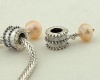 925 Sterling Silver Ring Charm with Dangle Golden Bead for Pandora, Biagi, Chamilia, Troll and More Bracelets