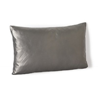 Inspired by textural luxury of women's ready-to-wear, this silver HUGO BOSS decorative pillow in a rich combination of leather and canvas creates a singular statement of metallic elegance.
