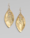 From the Lucite Star Dust Collection. A beautifully hand-crafted lucite leaf design embellished with brilliant Swarovski crystals. Hand-crafted luciteSwarovski crystalsDrop, about 1.8714k gold filled French wireMade in USA
