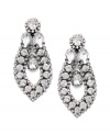 Victorian elegance equals vintage appeal. Bar III's antique-inspired drop earrings shine with the addition of sparkling clear crystals set in silver tone mixed metal. Approximate drop: 3-3/4 inches.