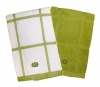 Calphalon 2-Piece Solid and Check Kitchen Towel Set, Green Apple