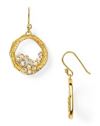 A cool clustered statement, Melinda Maria's open hoops are a pair to covet. Wear the scattered sparklers to frame daytime looks with sparkle. A cool clustered statement, Melinda Maria's open hoops are a pair to covet. Wear the scattered sparklers to frame daytime looks with sparkle.