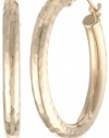 Duragold 14k Yellow Gold Bright-Cut Hoop Earrings