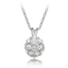 Silver Tone White Gold Swarovski Style Vintage Crystal Ball Pendant Necklace