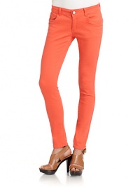 THE LOOKWaistband with belt loopsZip fly with button closureFive-pocket styleSkinny leg silhouetteTHE FITRise, about 7Inseam, about 27THE MATERIAL98% cotton/2% spandexFully linedCARE & ORIGINMachine washImportedModel shown is 5'10 (177cm) wearing US size 4.THE MATERIALLyocell/cotton/rayon/polyester/spandexCARE & ORIGINMachine washMade in USA of imported fabricModel shown is 5'8 (172½cm) wearing US size 4. THE LOOKWaistband with belt loopsZip fly with button closureFive-pocket styleSkinny leg silhouetteTHE FITRise, about 7Inseam, about 27THE MATERIAL98% cotton/2% spandexFully linedCARE & ORIGINMachine washImportedModel shown is 5'10 (177cm) wearing US size 4.THE MATERIALLyocell/cotton/rayon/polyester/spandexCARE & ORIGINMachine washMade in USA of imported fabricModel shown is 5'8 (172½cm) wearing US size 4.